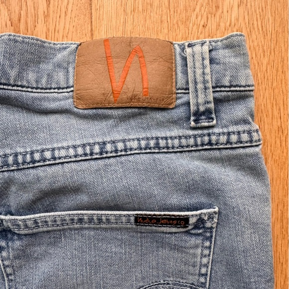 NUDIE JEANS  LEAN DEAN FADED REGULAR-FIT JEANS IN LIGHT BROKEN INDIGO-32 - Picture 8 of 16